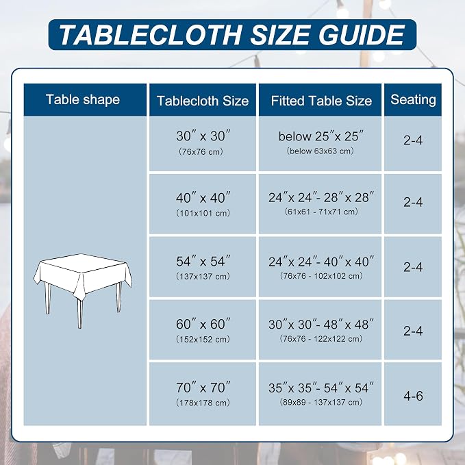 DWCN Square Tablecloth - 54 x 54 Inch - Waterproof Stain and Wrinkle Resistant Washable Table Cloth, Decorative Fabric Table Cover for Kitchen Dining Room Party and Outdoor Use, Turquoise