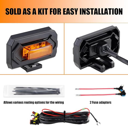 Seven Sparta 4 PCS Grill Led Lights with Fuse Adaptor Compatible with 2020-2023 Toyota Tacoma TRD Off Road & Sport OEM Front Grille, Half-Cover (Amber Light with Amber Shell)