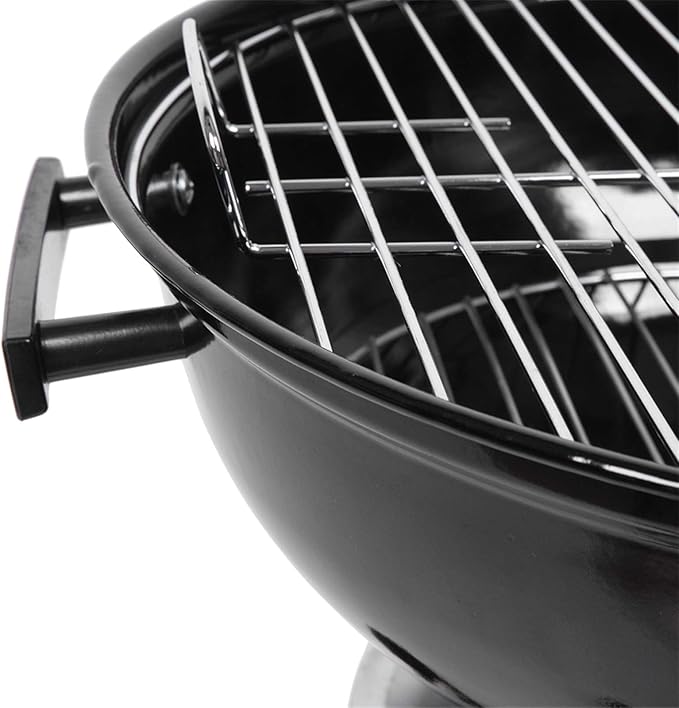 Black 18 Inch Charcoal Grill, Portable BBQ Stove with Wheel, Outdoor Camping Kettle Barbecue for Garden Patio,Rollable Side Wheel for Easy Mobility,18 Inch Charcoal Grill, Portable BBQ Stove