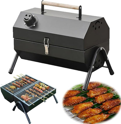 Portable Charcoal Barbecue Grill, Mini BBQ Multifunctional Charcoal,Small Tabletop Barbecue Grill for Indoor Outdoor Cooking Home Party Picnic Camping(Black)