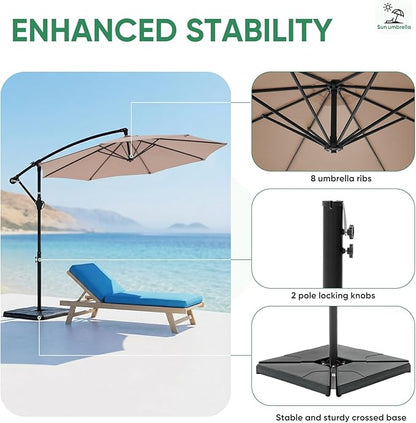 NEWBULIG 10FT Patio Umbrella, Offset Cantilever Outdoor Patio Table Umbrella, UV Protection, Fade Resistant Fabric, Easy Tilt Adjustment for Deck, Pool, Backyard, Garden
