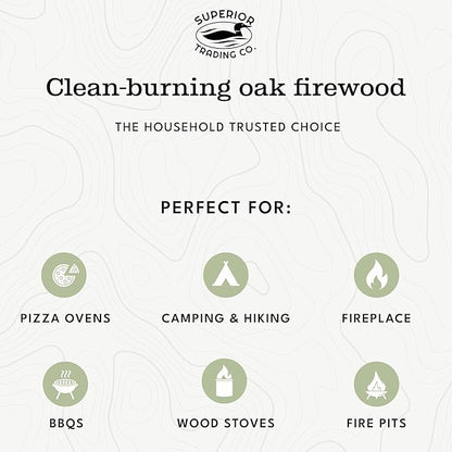Superior Trading Oak Mini Fire Wood w/Fire Starter Pods, Winter Fireplace Starter, Wood Stove, USDA Cert 4-5” Kiln Dried Firewood, USA Made, 10-11 lbs.