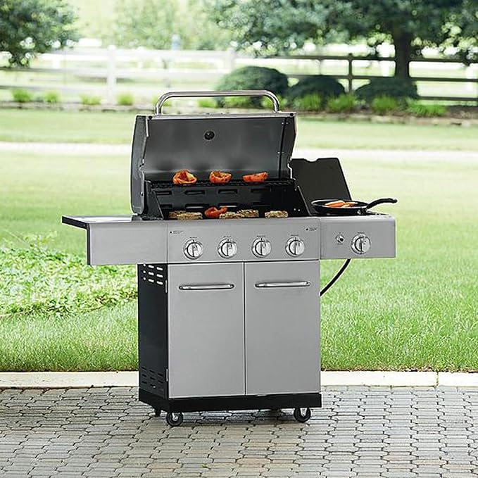 BQMAX Grill Parts for Kenmore 4 Burner Grill 146.34611410 146.23678310 146.10016510 146.23679310 146.16142210 146.23673310, Heat Plate & Burner Kit for Kenmore Grill Replacement Parts