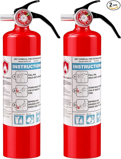 Safewayfire 2.5 lb ABC Dry Chemical Fire Extinguisher, 2 Pack, UL Certified Safety for Home, Vehicle, Office