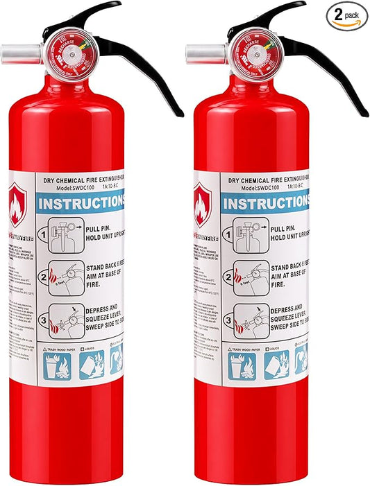 Safewayfire 2.5 lb ABC Dry Chemical Fire Extinguisher, 2 Pack, UL Certified Safety for Home, Vehicle, Office