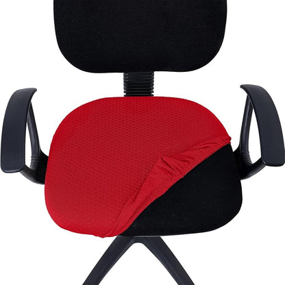Smiry Office Computer Chair Seat Covers for Desk, Anti-dust Protector | Stretch Jacquard Removable Washable Desk Chair Seat Cushion Protectors, Red