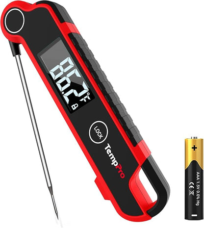 TempPro TP620 Instant Read Meat Thermometer Digital, Cooking Thermometer with Large Auto-Rotating LCD Display, Waterproof Food Thermometer Digital for Kitchen, BBQ, or Grill (Previously ThermoPro)