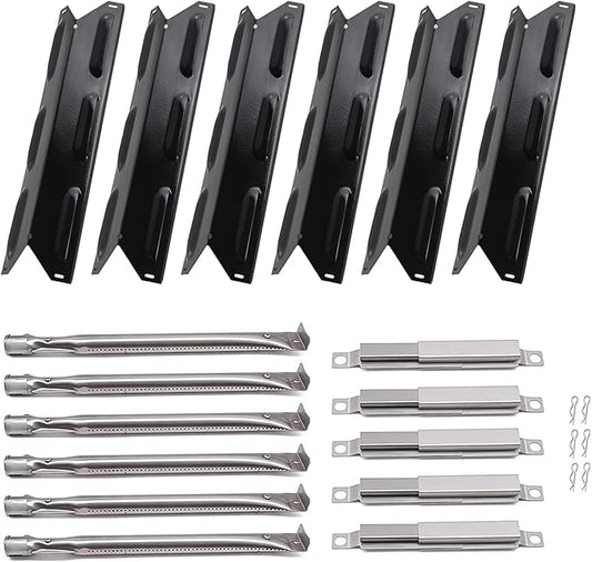 LS'BABQ Grill Replacement Parts for Kenmore 6 Burner 146.23681310 146.47223610 146.23766310, Porcelain Steel Heat Plate Shield, Burner Tube Repair Kit for Kenmore