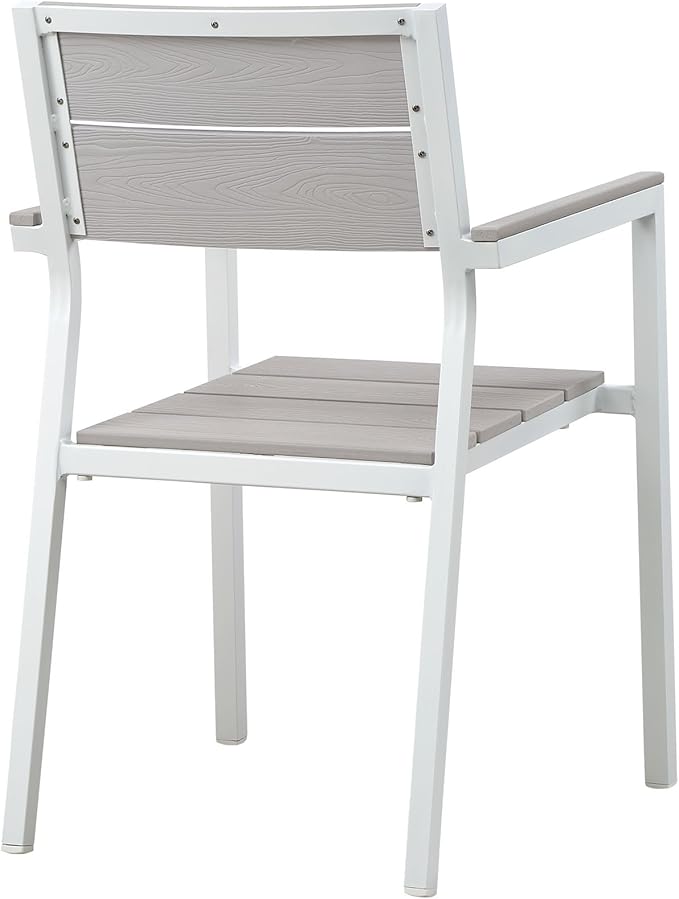 modway Maine 5-Piece Aluminum Dining Table And Chair Outdoor Patio Set in White Light Gray