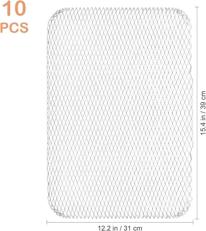 Luxshiny BBQ Grill Mesh Mat: 10Pcs Disposable Aluminum Grill Topper Broiler Net Pans Non-Stick Cooking Grid Grates Pad Baking Tools for Outdoor Camping Barbeque Picnics Backpacking Backyards