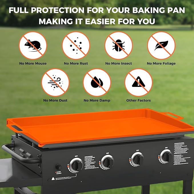 Griddle Cover Mat for Grill 36" Blackstone, Durable Full Protection Orange Grill Mat, Food Grade Material, Easy to Clean, Compact Design with Handles, Reusable