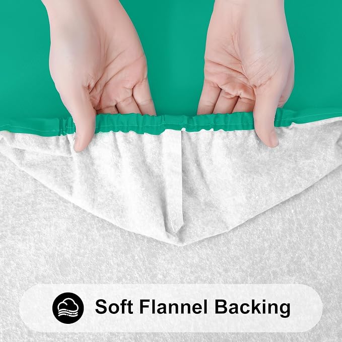 Smiry Rectangle Tablecloth, Elastic Fitted Flannel Backed Vinyl Tablecloths for 4ft Folding Tables, Waterproof Wipeable Table Covers for Indoor, Outdoor, Camping and Picnic (Green, 30"x48")