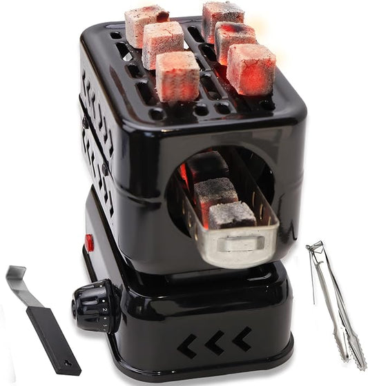 Multipurpose Charcoal Burner 1200W Electric Burners Starters | 1 Heating Zones with Stainless Detachable Tongs, 1200W High Power Cube Coil Multipurpose Burners Fire Starters