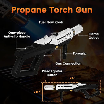 Propane Torch, Adjustable Flame Thrower Gun MAX 2462°F for BBQ, Grill, Campfire, Searing Steak, Cooking, Charcoal Lighter, Camping Gift Idea (Propane Tank Not Included)