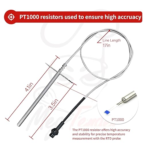 RTD Probe Sensor Replacement for Pit Boss Grill and Smoker, Internal Grill Probe Replacement for PB1000XL-025-R00 V2 (70123-AMP), Ambient Temperature Probe for Pit Boss