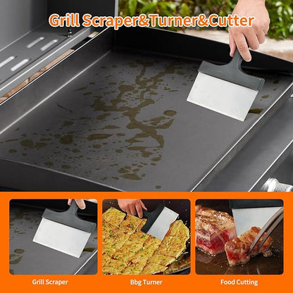 18 PCS Griddle Cleaning Kit for Blackstone, Heat-Resistant Silicone Spatula Mat with Hanger, Flat Top Grill Cleaning Kit with Cleaner Stone Brick, Griddle Scraper & Scouring Pads