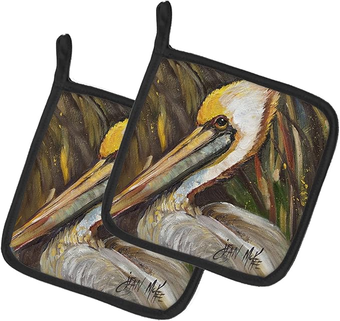 Caroline's Treasures JMK1217PTHD Pelican Lookin East Pair of Pot Holders Kitchen Heat Resistant Pot Holders Sets Oven Hot Pads for Cooking Baking BBQ, 7 1/2 x 7 1/2