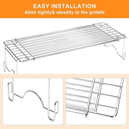 Utheer Warming Rack for Blackstone 17 & 22" Griddle, Adjustable Griddle Accessories Cooling Warming Rack for Blackstone Weber Camp Chef Pit BOSS Cuisinart More Tabletop Flat top 17-26 Inch Gas Grills