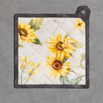 Maison d' Hermine Pot Holders 100% Cotton Heat Resistant Potholders 8" x 8" Hot Pads with Loop BBQ Cooking Baking Hotel Farmhouse Kitchen Handling Hot Pans Spring Summer (Pack of 1, Candice)