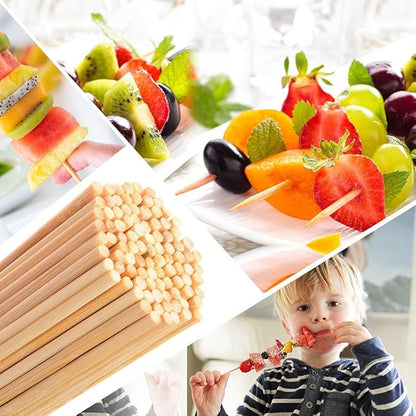 [100 PCS] 8 inch Bamboo Skewers, Premium Wooden Skewers without Splinters, Skewers for Grilling, BBQ, Appetizer, Fruit Kabobs, Chocolate Fountain, Cocktail Toothpicks, and Food Skewer Sticks.