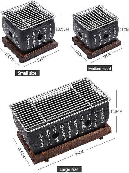 Japanese BBQ Grill - Portable Charcoal Stove with BBQ Plate & Accessories