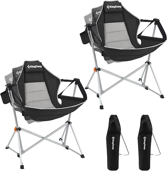 KingCamp Hammock Camping Chair, Swinging Portable Camp Chairs for Adults, 400lbs Heavy Duty Oversized Folding Rocking Chair with Adjustable Recline, Aluminum Alloy Frame for Outdoor Patio Beach Sport