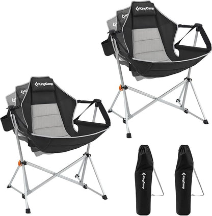 KingCamp Hammock Camping Chair, Swinging Portable Camp Chairs for Adults, 400lbs Heavy Duty Oversized Folding Rocking Chair with Adjustable Recline, Aluminum Alloy Frame for Outdoor Patio Beach Sport