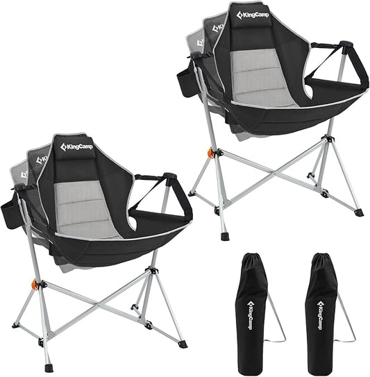 KingCamp Hammock Camping Chair, Swinging Portable Camp Chairs for Adults, 400lbs Heavy Duty Oversized Folding Rocking Chair with Adjustable Recline, Aluminum Alloy Frame for Outdoor Patio Beach Sport
