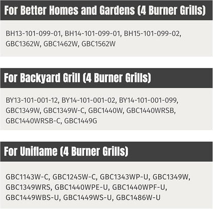 SHINESTAR Grill Heat Plates Replacement Parts for Dyna-Glo, Backyard Grill (BY14-101-001-02), Academy Sports (FSOGBG1106) & Better Homes and Gardens, 15" x 3-13/16", 4-Pack, for 4-Burner Grills