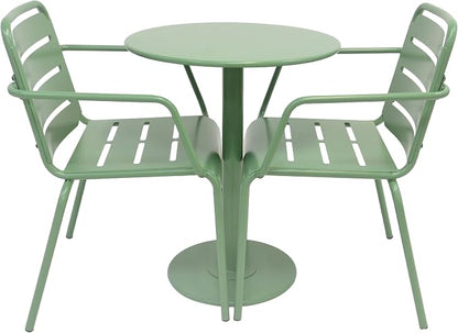 Christopher Knight Home Jodi Outdoor Bistro Set, 3-Piece Bistro Table and Chairs Set of 2, Patio Furniture Set with Iron Frame, Patio Conversation Set for Poolside/Garden Cafeteria, Matte Green