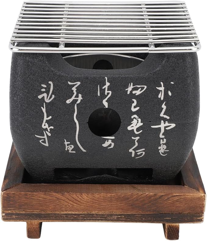 Zopsc Japanese Food Charcoal Stove, Mini Portable Barbecue Stove, Fast Heating Multi Functional Charcoal Grill for Family Grilling Outdoor Cooking (16.5x14.5cm / 6.5x5.7in)