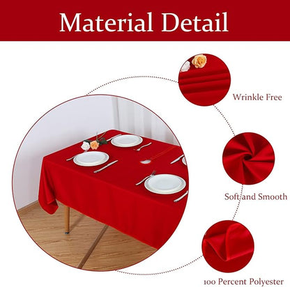 Fitable Outdoor Tablecloth for 6ft Rectangle Tables, Red, 60 x 84 Inch | Washable Waterproof Wrinkle Free Table Cover, Zipper and Umbrella Hole, For Spring Summer Party Picnic Camping Patio Indoor