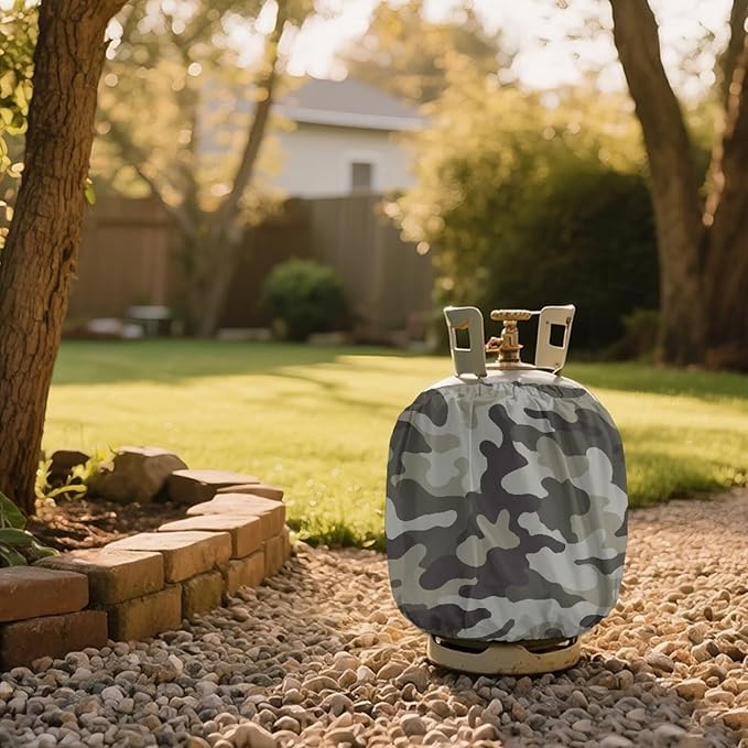Camo Propane Tank Cover Fits Standard 20 lb Tank Cylinde Travel Trailer Propane Covers with Elastic Slip in Gas Cover Water & Wear-Resistant for Outdoor and Indoor Use