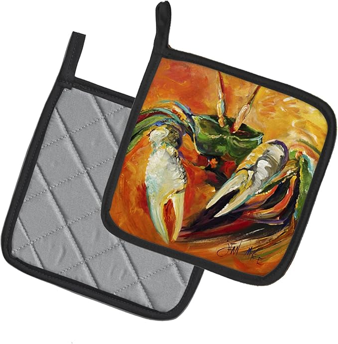Caroline's Treasures JMK1251PTHD Small Orange Crab Pair of Pot Holders Kitchen Heat Resistant Pot Holders Sets Oven Hot Pads for Cooking Baking BBQ, 7 1/2 x 7 1/2
