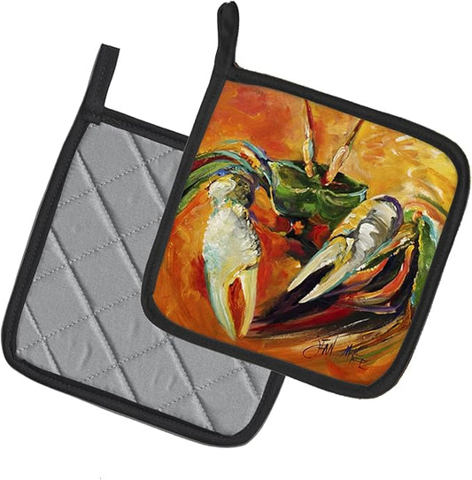 Caroline's Treasures JMK1251PTHD Small Orange Crab Pair of Pot Holders Kitchen Heat Resistant Pot Holders Sets Oven Hot Pads for Cooking Baking BBQ, 7 1/2 x 7 1/2