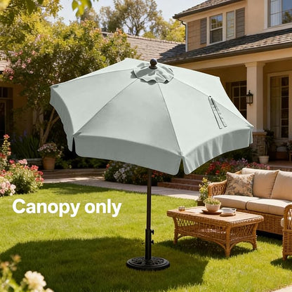 MASTERCANOPY Valance Patio Umbrella 7.5 ft Replacement Canopy for 6 Ribs-Grey Canopy Only