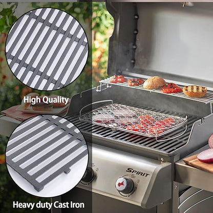 Hongso 18 7/8 inch Cast Iron Cooking Grates Replacement Parts for Weber Genesis II 210 and Genesis II LX 240 Series, Genesis II LX S240, E240 Gas Grills 2017 and Newer, 66094 66801
