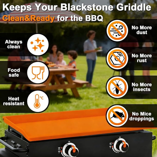 Full-Edge 17" Silicone Griddle Cover, with 16" Silicone Spatula Mat, Compatible with Blackstone Griddle, Perfect All-Season Outdoor Protection Combination