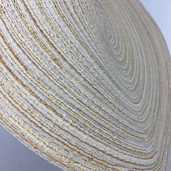 Red-A, Placemats, Round Placemats for Dining Table Set of 8 Woven Heat Resistant Non-Slip Kitchen Table Mats Diameter 14 Inch(Cream with Golden Silk)