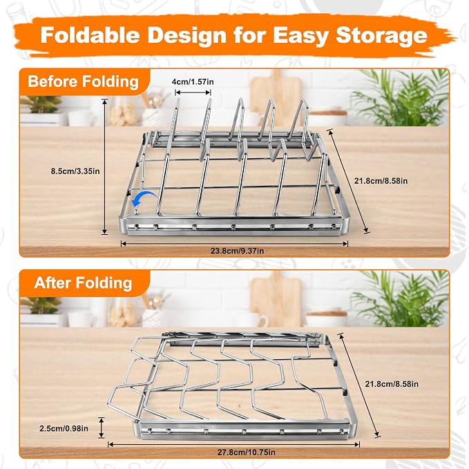 Rib Rack for Smoking and Grilling, Smoking-holds Up to 4 Full Racks of Ribs for Standing Rib Roast, Stainless Steel Meat Resting Rack for Outdoor Grill Camping Picnics Barbecue Grills and Smokers