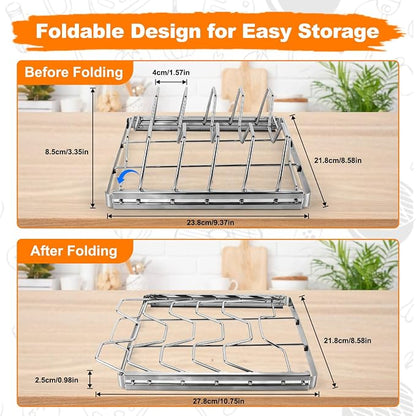 Rib Rack for Smoking and Grilling, Smoking-holds Up to 4 Full Racks of Ribs for Standing Rib Roast, Stainless Steel Meat Resting Rack for Outdoor Grill Camping Picnics Barbecue Grills and Smokers