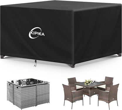 Kipiea Outdoor Furniture Covers Waterproof, 420D Heavy-Duty Patio Furniture Set Covers, No Tears Anti UV No Fading (45" L×45" W×28" H)