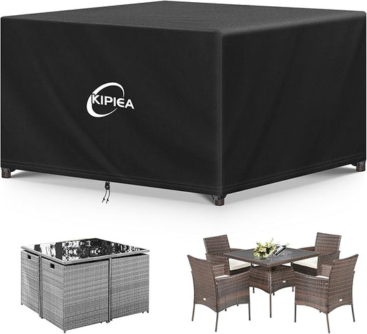 Kipiea Outdoor Furniture Covers Waterproof, 420D Heavy-Duty Patio Furniture Set Covers, No Tears Anti UV No Fading (45" L×45" W×28" H)
