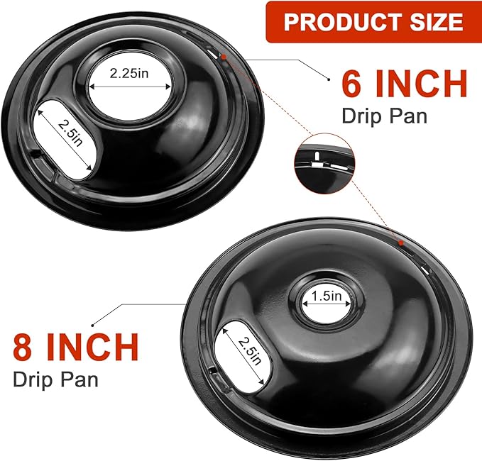 Porcelain Burner Drip Pan & MP22YA Electric Range Burner Element Unit Set Replacement - Compatible with Whirlpool Electric Range Stove by AMI PARTS