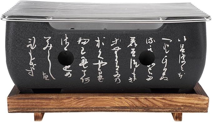 KIMISS Japanese BBQ Grill Stove Charcoal Barbecue Stove Rec Calligraphy Quick Heating Aluminium Alloy Wire Grill Base for Cam XL (M)