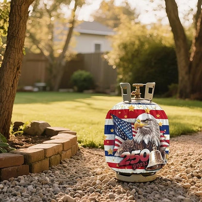 Propane Tank Cover 20lb, Outdoor Heavy Duty Waterproof Windproof Gas Tank Cylinder Cover with Elastic Brand Fits Standard 20lb,4Th of July Decorations