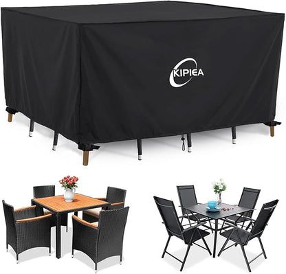 Kipiea Outdoor Furniture Covers Waterproof, 420D Heavy-Duty Patio Furniture Set Covers, No Tears Anti UV No Fading (58" L×34" W×28" H)