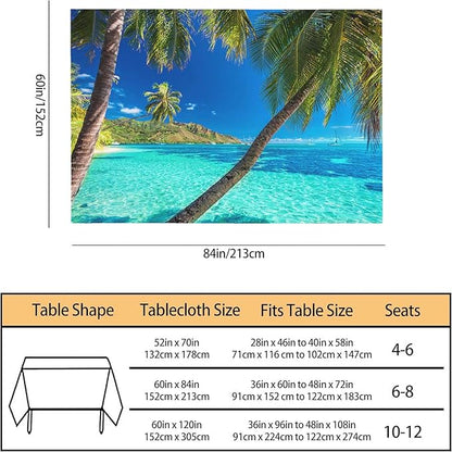 TKS MITLAN Ocean Palm Tablecloth Decor Tropical Island Beach Sea Palm Trees Table Cloth Dining Room Kitchen Table Cover 60" X 84" Oblong/Rectangle