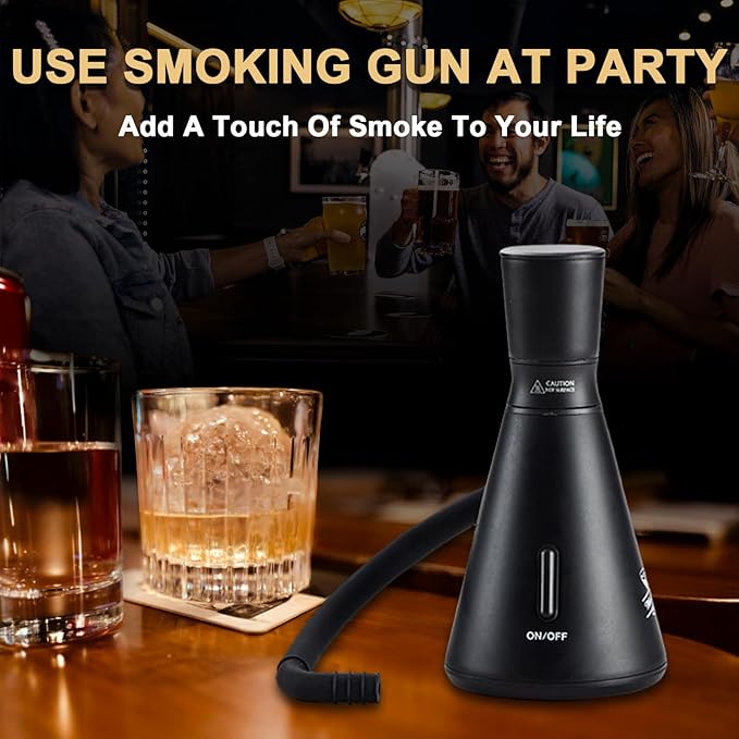 Smoke Gun Cocktail Smoker Kit - Complete Cocktail Smoker Kit with 4 Wood Flavors, Accessories, and Brush - Perfect Drink Smoker Kit for Infusing Flavor into Cocktail (Black(Dome not included))