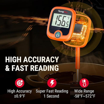 TempPro TP509 Candy Thermometer with Pot Clip, 10" Long Probe Instant Read Meat Food Thermometer with LCD, Cooking Oil Deep Frying Thermometer for Candy Syrup Sugar Brewing (Previously ThermoPro)